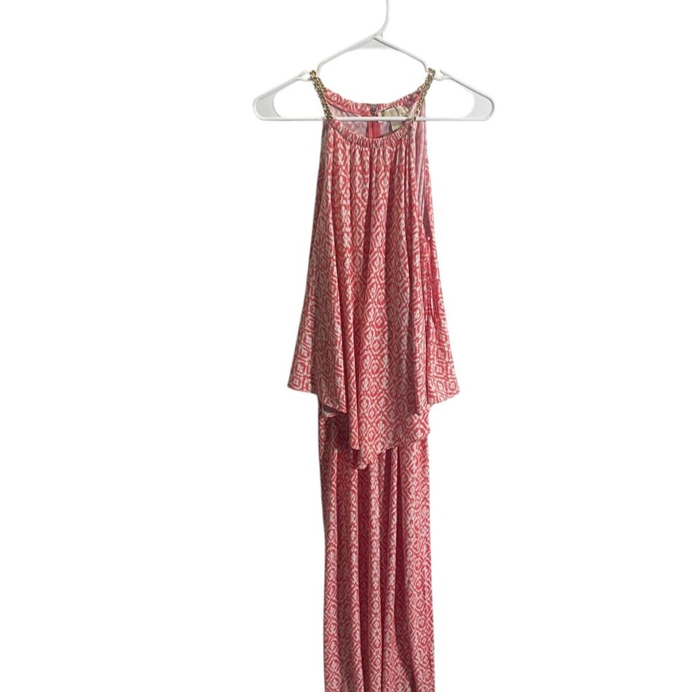 Michael Kors Small Red/White Patterned‎ Maxi Dress Chain Straps